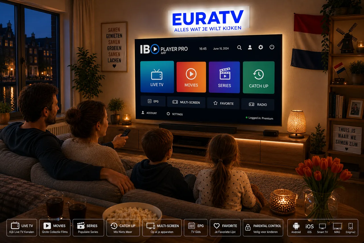 IBO Player Pro app interface op tv, IPTV kijken op alle apparaten in Nederland