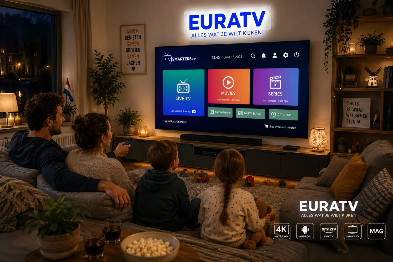 IPTV Smarters Pro app op tv bij een Nederlands gezin, IPTV kopen en direct kijken